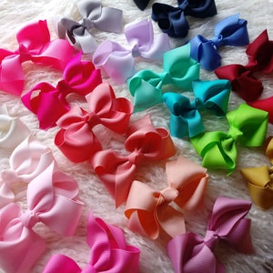 3 Inch Hair Bows, Grosgrain Bows, Choose Colors, No clip, Medium Bows for Baby toddler Girls Headband Supplies, Flower Supply DIY