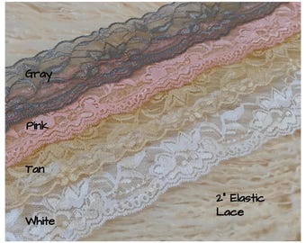 2" Elastic Lace Trim: Soft Stretchy DIY Supply