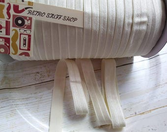 Ivory Fold Over Elastic: Shiny FOE Elastic, 5/8" Baby Headband Supply