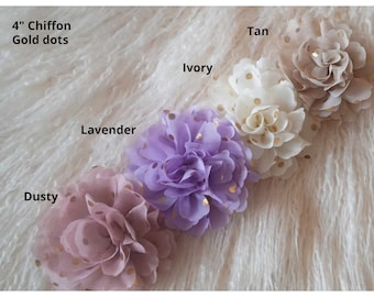Soft 4" Gold Dots Chiffon Flower: DIY Headband Supply