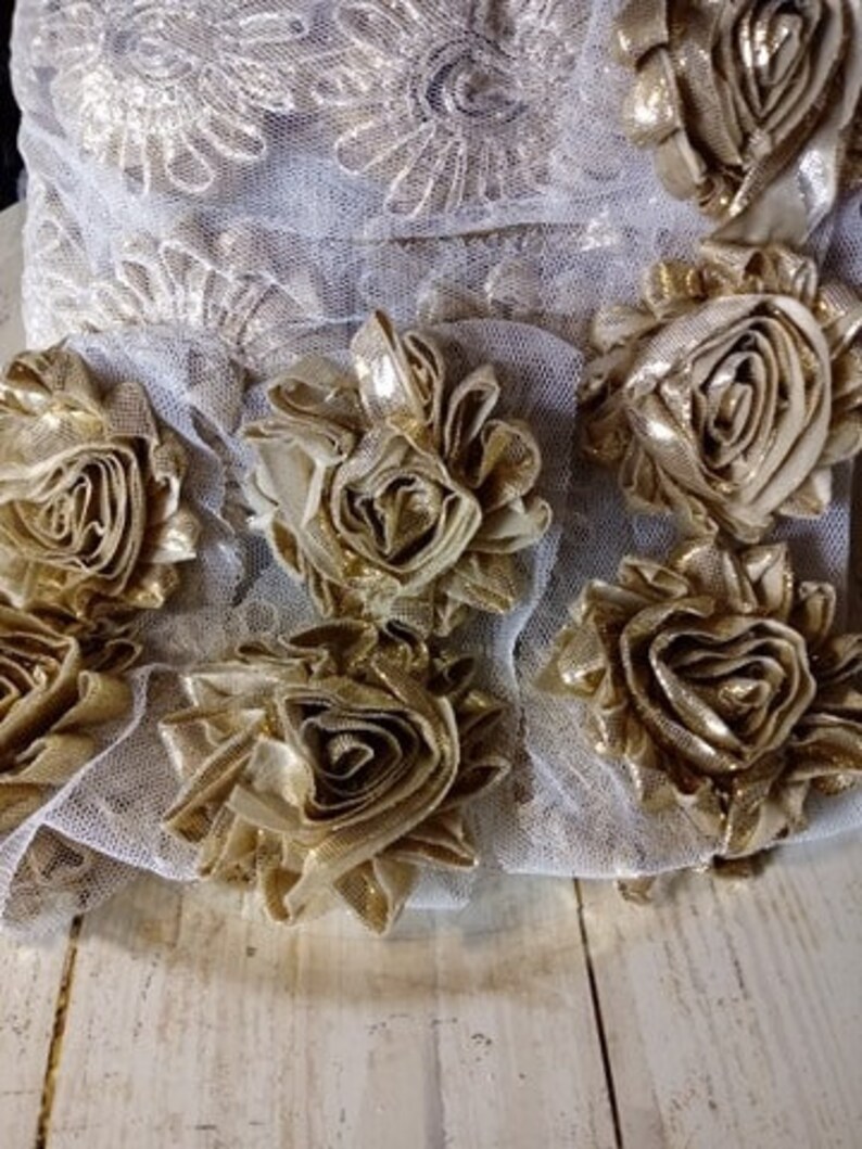 Gold Shabby Flower Trim by the Yard You Pick Amount Shabby Etsy