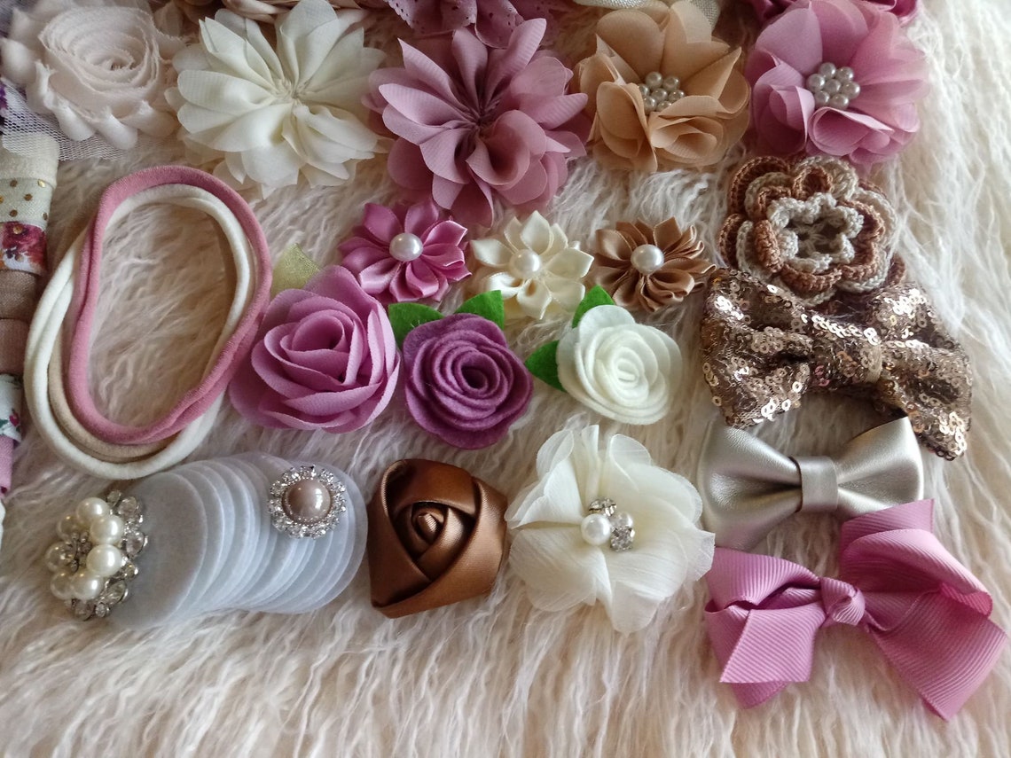 DIY Baby Headband Making Kit Mauve Dusty Pink Cream Ivory Etsy