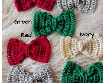 4" Handmade Crochet Bow Appliques - DIY Headband Supplies - Handmade- No Clip