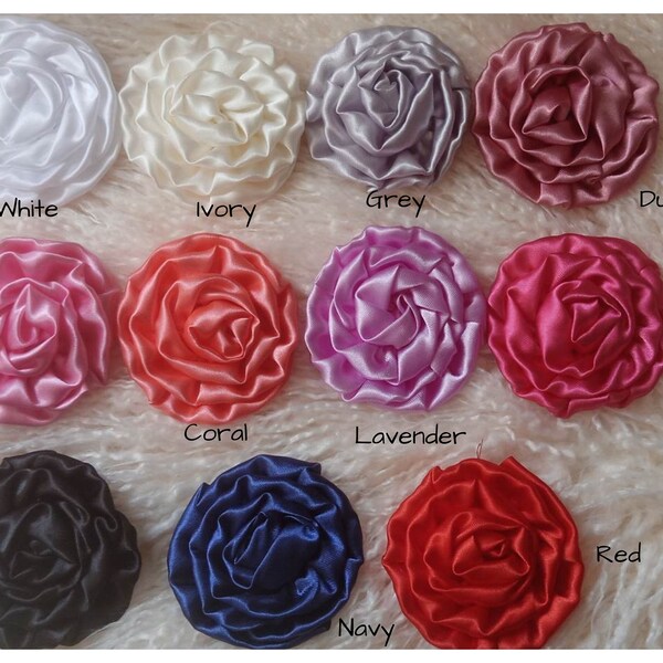 3" Large Satin Rolled Rosettes, You Choose Quantity/ colors - DIY Headband Supplies- Flower- Wholesale- Supply Shop