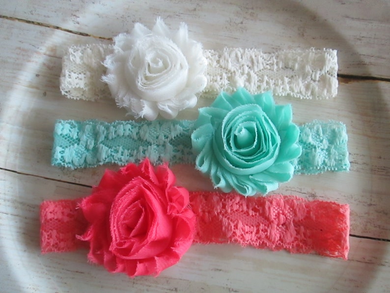 Aqua Shabby Flower Trim by the Yard You Pick Amount Shabby Etsy
