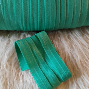 Tropical Blue 5/8&quot; fold over elastic, shiny elastic, by the yard, FOE elastic, DIY supply. elastic for baby headband, Supply shop