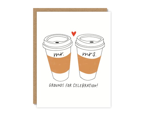 Grounds for Celebration Wedding Card, Funny Coffee Lover Wedding Card, Gift Couple