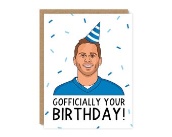 Gofficially Your Birthday Card, Funny Football Birthday Card, Detroit Fan Gift