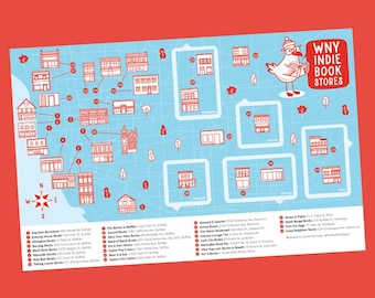 Mapa de livrarias do oeste de Nova York | Buffalo NY Print