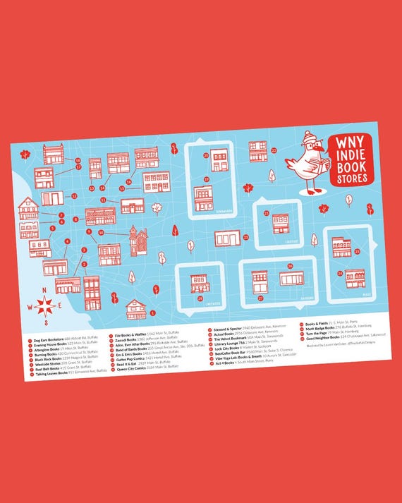Western New York Bookstores Map | Buffalo NY Print