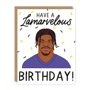 Funny Lamar Jackson Birthday Card, Lamarvelous Football Card, Ravens Fan Gift