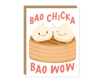 Bao Chicka Bao Wow Greeting Card | Valentine's Day Card | Funny & Punny Cards