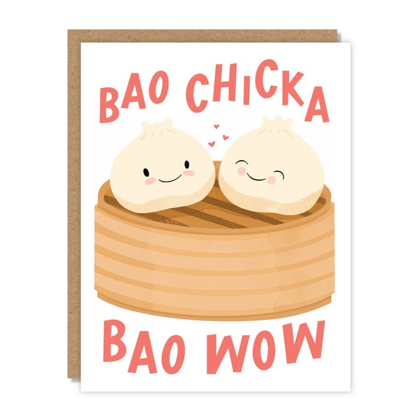 Bao Chicka Bao Wow Greeting Card | Valentine's Day Card | Funny & Punny Cards