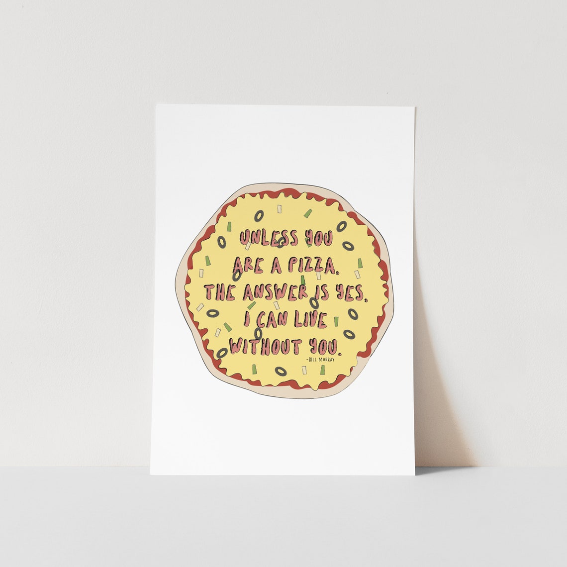 Pizza Art Print I Love You Print Pizza Quote Print Etsy