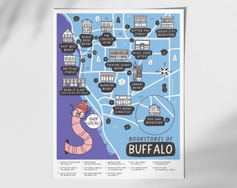 Buffalo Bookstores Map | Buffalo NY Print