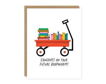 Future Bookworm Baby Shower Card, Funny New Baby Card, Book Lover Gift