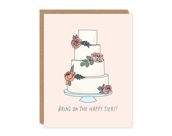 Happy Tiers Wedding Card, Funny Wedding Card Cake, Wedding Gift for Couple