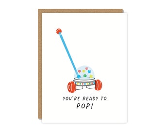 Ready to Pop babyshowerkaart, grappige nieuwe babykaart, cadeau voor aanstaande moeder