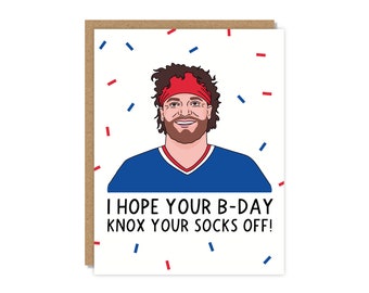 Funny Dawson Knox Birthday Card, Buffalo Bills Card, Knox Your Socks Off, Football Fan Gift
