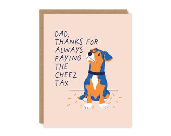 Kaas belasting hond vader vaderdagkaart, grappige hond vader kaart, huisdier vader cadeau