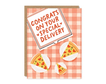 Special Delivery Baby Shower Card, Funny New Baby Card, Congrats Parents Gift