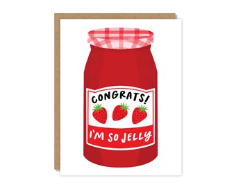 Congrats I'm So Jelly Card, Funny Congratulations Card, Promotion New Job Gift