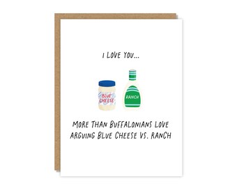 Blue Cheese Vs. Ranch Greeting Card | Valentine's Day Card | Funny & Punny Cards