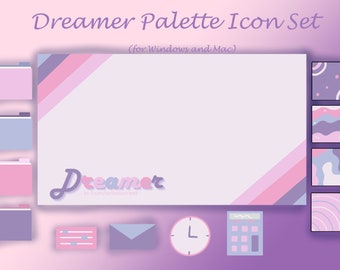 Dreamy themed desktop background set, colorful computer background set,aesthetic study tool, gift for student,