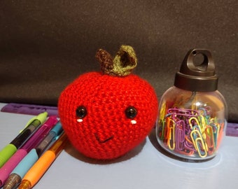 Crochet apple plush, soft apple plushie, apple teacher's gift