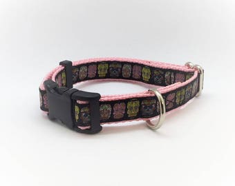 Sugar skulls 3/4&quot; adjustable dog collar