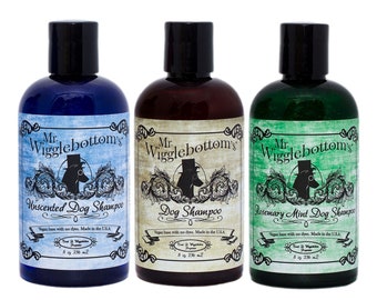 Mr. Wigglebottom's® Gift Pack #4 - 8 oz. Unscented, Original and Rosemary Mint Dog Shampoo