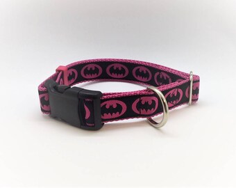 Batgirl themed 1" wide adjustable dog collar