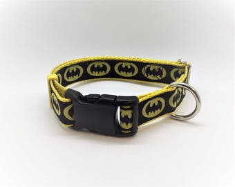 Batman themed 1" wide adjustable dog collar