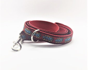Woof! 1&quot; wide dog leash - red/light blue