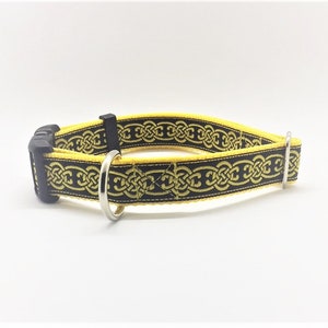 Celtic knot dog collar - 1 inch wide - Old gold