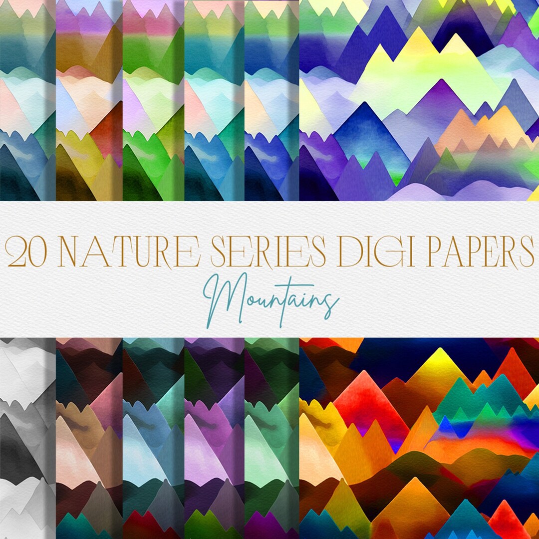 20 Digi Papers Variations // Nature Series // Mountains // by ...