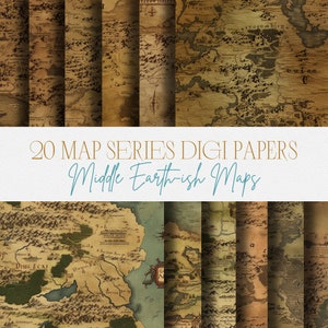 20 variações de Digi Papers perfeitas // Série de mapas antigos // Terra Média -ish // Por TheCraftinShop