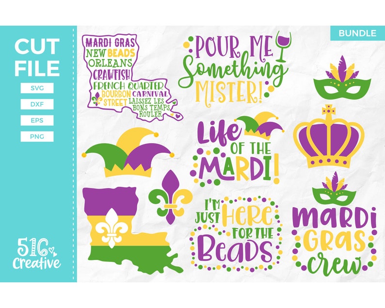 Download Mardi Gras SVG Bundle 10 Designs svg dxf eps png Cutting ...