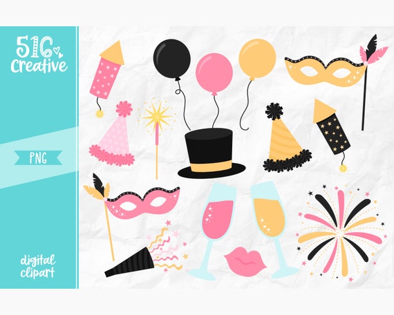 New Year S Eve Clip Art Party Clipart Fireworks Clip Art Etsy