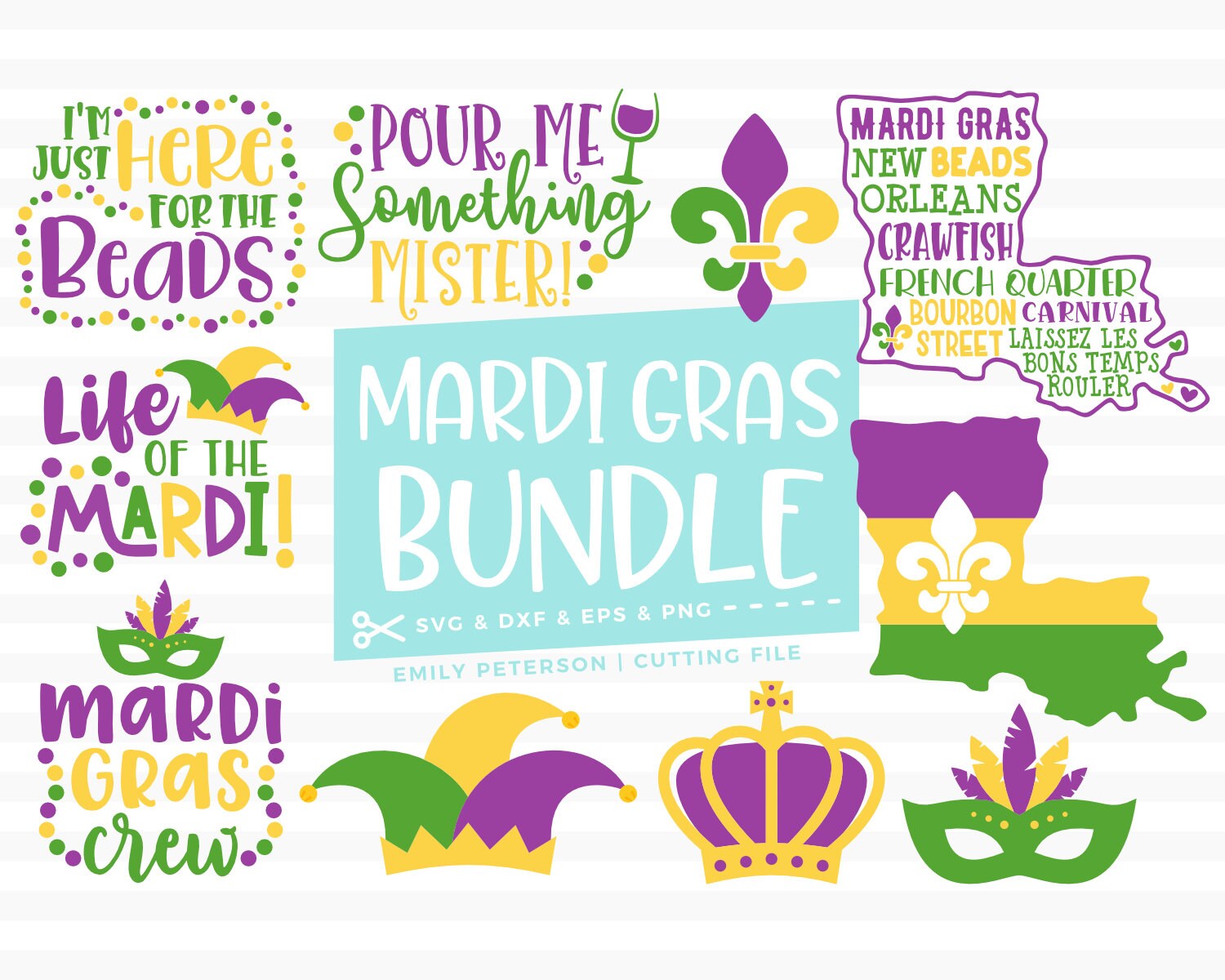 Download Mardi Gras SVG Bundle 10 Designs svg dxf eps png Cutting ...