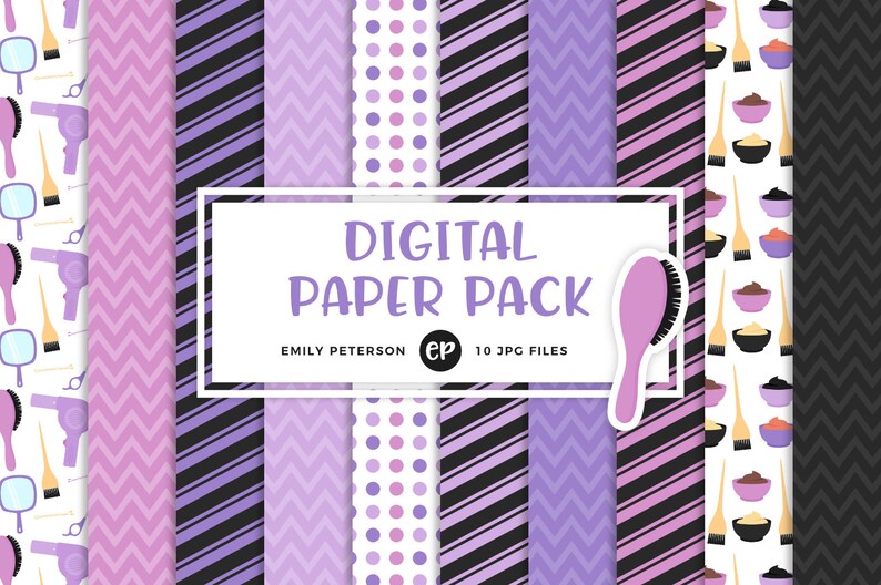 Hair Stylist Digital Paper Girly Background Paper Etsy
