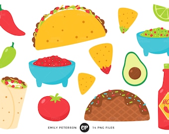 50% OFF SALE! Taco Tuesday Clip Art, Taco Clipart, Fiesta Clip Art - Commercial Use, Instant Download