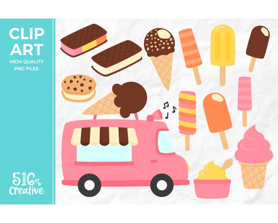 Ice Cream Truck Clip Art Ice Cream Clipart Food Truck Clip Etsy