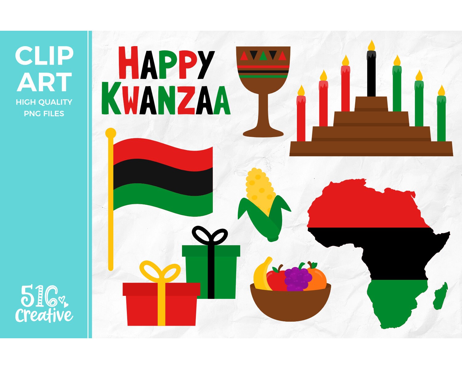 Africa Flag Clip Art Heritage Clipart Kwanzaa Clip Art Custom Kinara