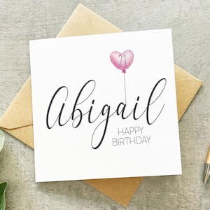 Carte du 18e anniversaire, carte du 21e anniversaire, carte d’anniversaire Milestone, pour les filles, 16e anniversaire, carte d’anniversaire personnalisée pour adolescente,