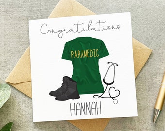 Personalised Paramedic Card, Paramedic Congratulations Card, Paramedic Promotion Card, Qualified Paramedic, Ambulance Driver, Well Done Card