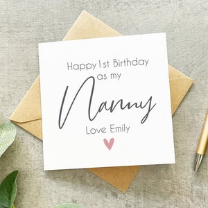1er anniversaire comme ma nounou, carte d'anniversaire personnalisée nounou de bébé, nounou 1er anniversaire, carte d'anniversaire personnalisée pour grand-mère