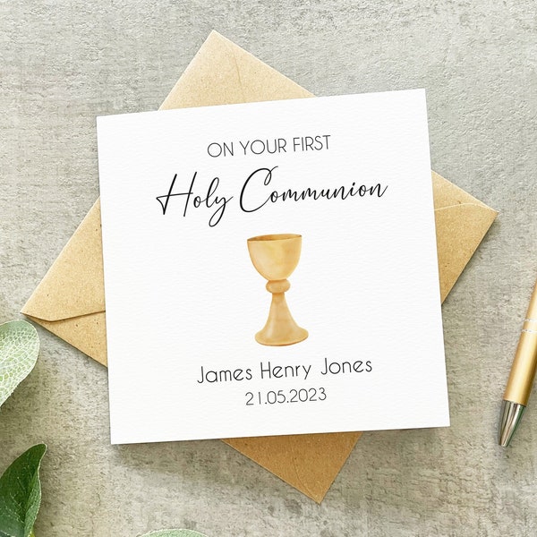 First Holy Communion Card, Personalised Holy Communion Card, For Boys, Girls, Older Boy, 1st Holy Communion, Son, Godson, Nephew, Grandson