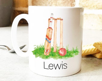 Personalised Cricket Mug, Cricket Gift, Cricket Wicket, Cricket Lover, Kids Cricket Gift, Cricketer Gift