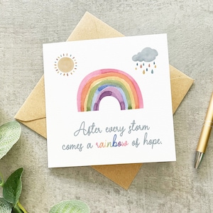 Carte de bébé arc-en-ciel, bébé arc-en-ciel, carte de baby shower, carte de bébé unisexe, nouveau bébé personnalisé, carte aquarelle, carte de FIV, carte de chance FIV